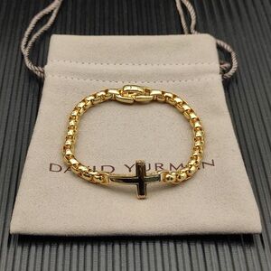 David Yurman Gold Chain Bracelet with Black Accent
